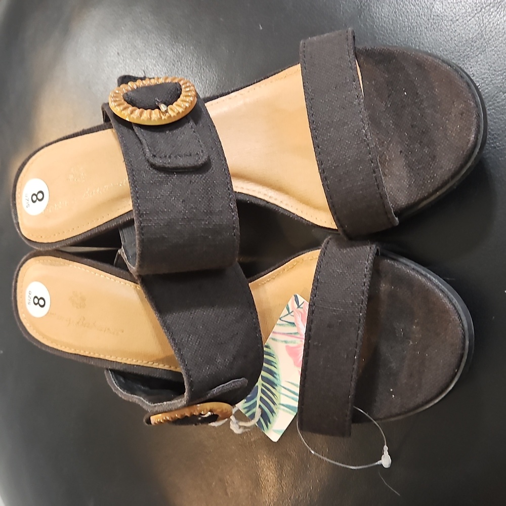 NWT Tommy Bahama Tonia Navy Blue Canvas Block Heel Sandals 8 - Picture 8 of 12